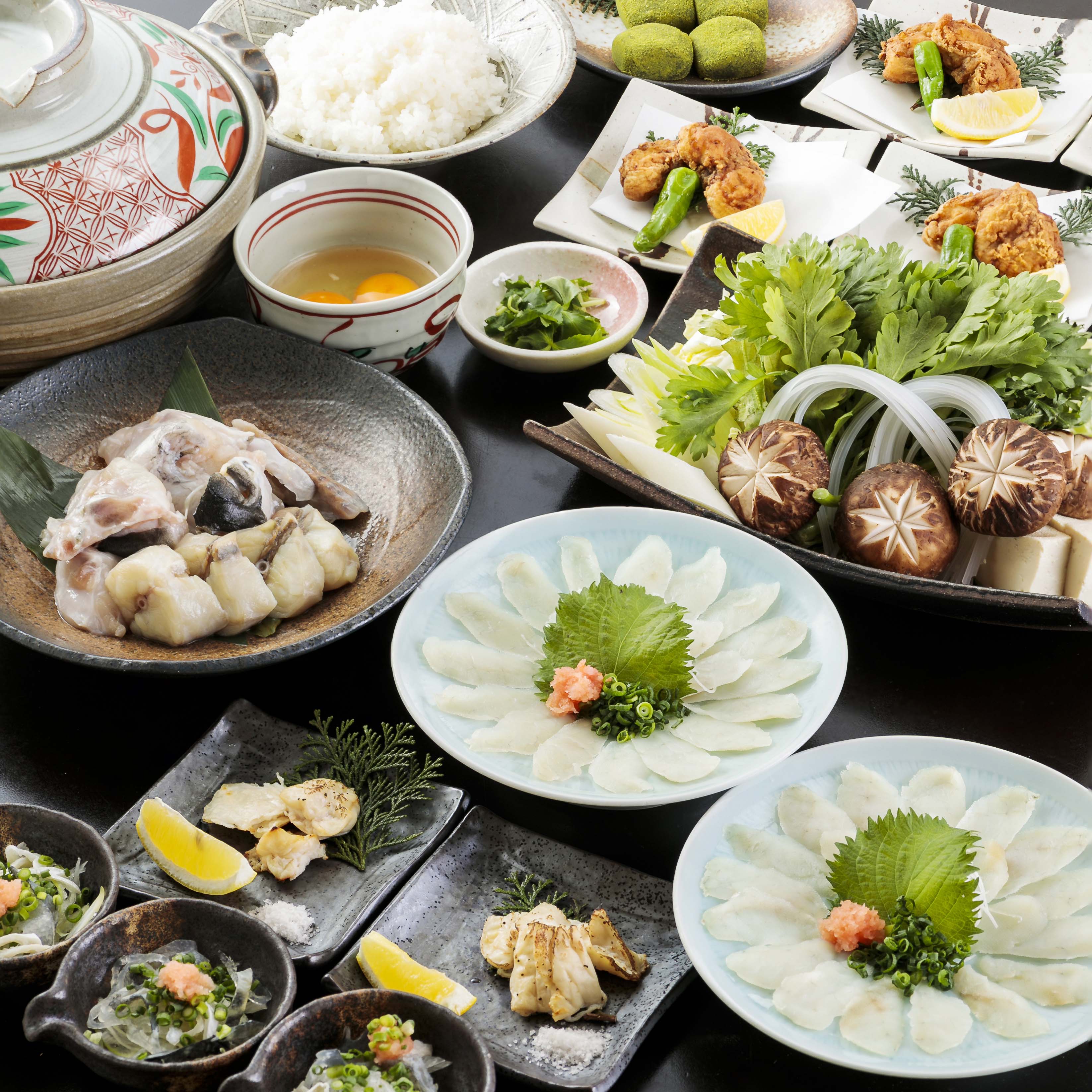 とらふく鍋・山口極上の宴 2.5時間飲み放題付 全7品 15,000円(税込)